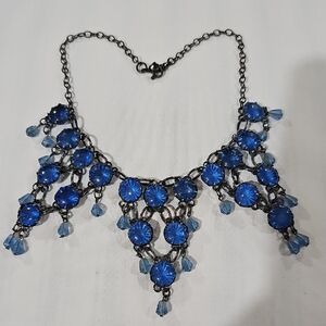 Unique Vintage Blue Crystal Necklace